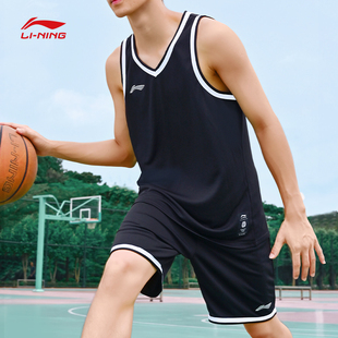 李宁运动套装定制篮球服，男士夏季速干背心学生球衣透气两件套