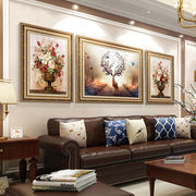 欧式客厅装饰画沙发背景墙孔雀壁画，餐厅大气北欧三联画美式挂画鹿