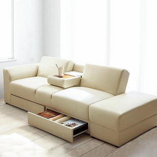 客厅双人现代多功能沙发，床实木可储物，折叠pu皮沙发两用日式沙发