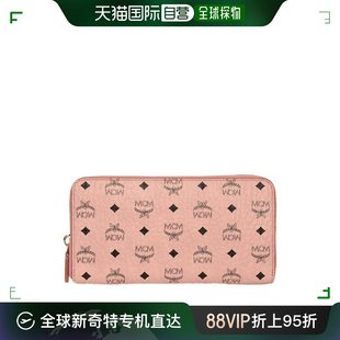 香港直邮mcm印花logo女士，拉链钱包长款粉红色myl7avc80pz
