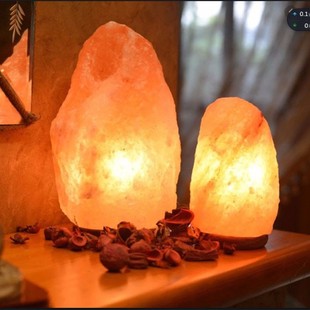 喜马拉雅水晶盐灯摆件净化鹽燈卧室床头天然岩矿石小夜灯生日礼物