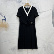 SZ高级定制黑白撞色设计感收腰显瘦连衣裙夏季气质减龄中长裙