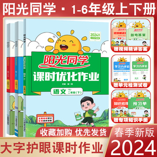 2024春阳光同学课时优化作业二年级下册一年级三年级下册四五六语文人教数学苏教北师英语译林训练同步练习册上课时作业本单元检测