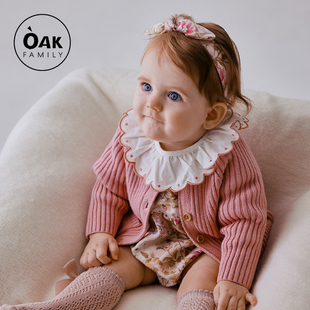 oakfamily宝宝开衫毛衣，2024春秋季女童，针织衫儿童小外套男童