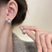 很爱~银豆豆气泡光面金属，耳钉2023年小众，设计气质耳环耳饰女