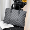 欧美时尚格子男包男士，包包手提包横款公文包，商务单肩包电脑文件包