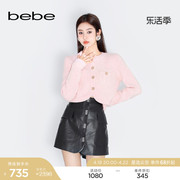 bebe秋冬系列女士短款长袖设计感针织开衫330606