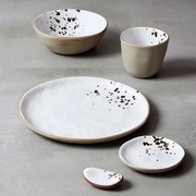 日式创意陶土摆台套装，一人食家用餐具饭碗菜盘勺茶杯餐厅台面套装