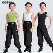 雅色墨画夏季男童拉丁舞服少儿练功服背心训练服薄款舞蹈裤子