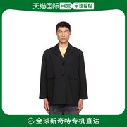香港直邮潮奢 GANNI 男士黑色细条纹西装外套