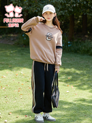 富罗迷女童运动套装2023冬季少女装加绒青少年卫衣裤子两件套