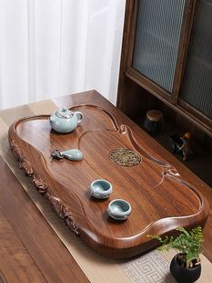整块胡桃木茶盘实木家用客厅，简约功夫茶具，茶海托盘仿原木红木茶台