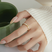 素圈玫瑰金戒指女小众高级设计感的独特时尚个性网红食指情侣指环
