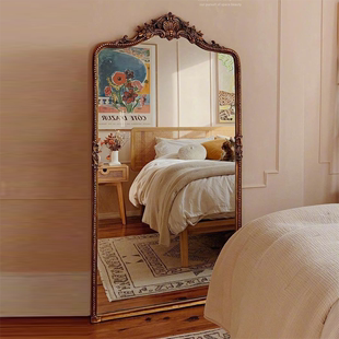 法式复古全身镜壁挂式家用雕花大镜子欧式落地镜美式挂墙穿衣镜子
