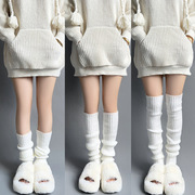 针织jk袜套袜子女白色长筒小腿袜腿套秋冬保暖Lolita堆堆袜洛丽塔