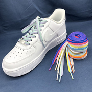 空军鞋带拼接糖果彩色diy个性，适配ajaf1一号小白，鞋通用扁平鞋带绳