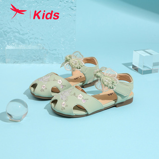红蜻蜓女童鞋2024春季新中式凉鞋中国风汉服表演鱼嘴沙滩鞋子