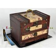 仿古带锁首饰盒古风梳妆盒百宝盒带镜木质做旧仿古收纳盒创意礼物