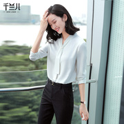 雪纺衬衫女长袖2023韩版正装时尚气质职业装，白色休闲寸衣ol