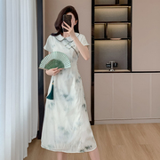 新中式连衣裙，2024女夏季气质薄荷，绿裙子