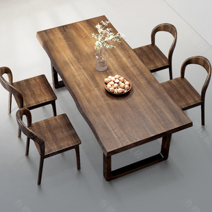 全实木餐桌椅组合吃饭桌北欧书桌简约长方形原木餐桌饭桌椅组合