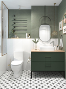 法式摩洛哥复古瓷砖，300x600全瓷哑光釉面，厨卫洗手间绿色浮雕墙砖