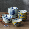 日本进口美浓烧和风系列，高脚碗五件套礼盒装，家用个性创意饭碗汤碗