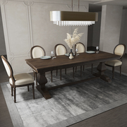 美式复古实木长桌欧式家用轻奢餐桌子简约会议洽谈桌原木大板茶桌