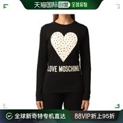 香港直邮Moschino莫斯奇诺女士长袖黑色卡通心形舒适干净T恤
