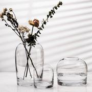 向日葵花瓶小口瓶摆件，透明玻璃轻奢插花瓶水养，欧式简约家居工艺品