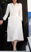 韩国夫人金建希韩系中长款名媛气质修身显瘦复古长袖单排扣风衣裙