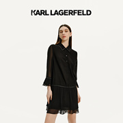 karllagerfeld卡尔拉格斐2024夏网纱钻链荷叶，边直身连衣裙老佛爷