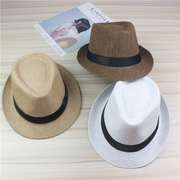 夏天男士礼帽英伦巴拿马草帽，夏季男款爵士，帽男生沙滩帽子时尚凉帽