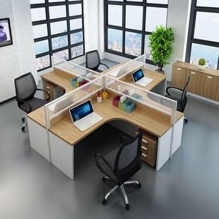 屏风职员办公桌简约现代4/6双人员工位桌椅组合财务室家具工
