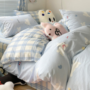 可爱兔兔纯棉四件套，少女韩系学生全棉，三件套卡通1.5m1.8床单床笠