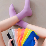 冰冰中筒袜子女春夏季超薄款纯色堆堆袜网红长袜ins潮糖果色夏天
