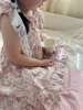 2-4岁欧美~原女童夏季纯棉复古荷叶，领无袖连衣裙法式甜美