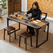 新中式茶桌椅组合办公室实木茶台现代简约茶几套装一体家用喝茶桌