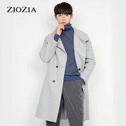 ZIOZIA冬季青年气质休闲纯色简洁长款毛呢大衣外套ZCG04T21D