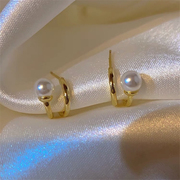 DIY珍珠配件 18K包金铜厚镀金简约韩版潮搭S925银针耳钉半成品女