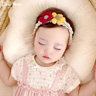 婴儿发带发饰韩国花朵女宝宝发饰新生儿，护囟门头饰生日打扮头箍