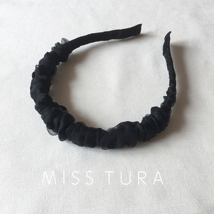 Miss Tura韩国进口 黑色波点 欧根纱面料缠绕简约发箍 束发头箍