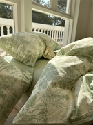 法式复古绿全棉床上四件套纯棉1.5m1.8米公寓被套床单宿舍三件套