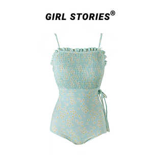 girlstories原创设计风游泳衣女，小个子可爱甜美清新小胸高级感