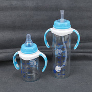 婴儿小口径晶钻玻璃奶瓶带手柄重力球，吸管120ml240ml防胀气宝宝