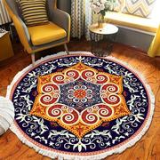 外贸地毯圆形流苏曼陀罗复古地垫，客厅茶几瑜伽，坐垫毯波西米风防滑