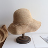 特细出游拉菲草帽女夏季海边大檐沙滩帽防紫外线遮阳渔夫帽可折叠