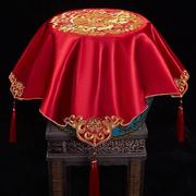 红盖头新娘结婚头纱，中式秀禾服复古红色绣花缎面流苏蒙头刺绣喜帕