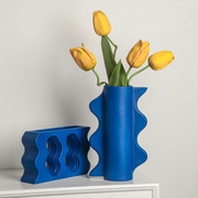 莱因蓝几何花器陶瓷客厅插花酒店样板房装饰花瓶摆件