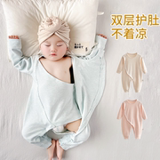 婴儿衣服宝宝冬装连体衣纯棉，打底保暖内衣春秋双层护肚睡衣家居服